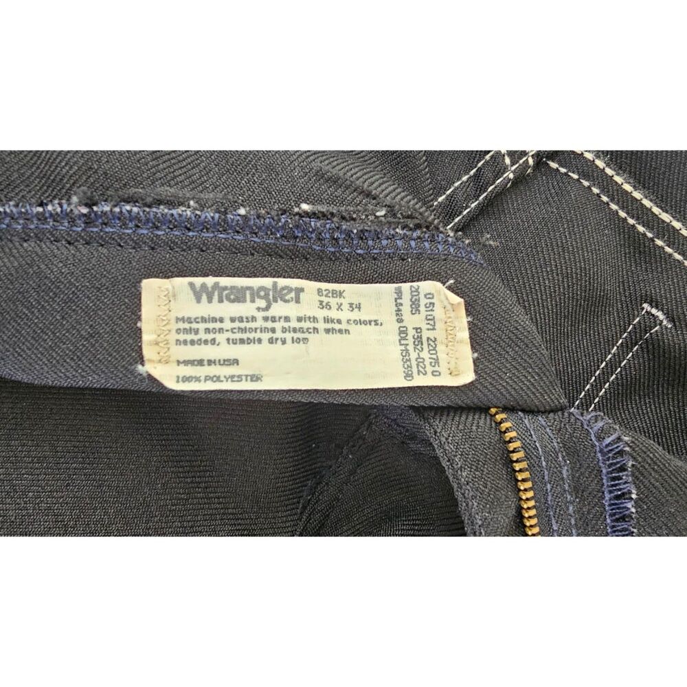 Vintage 80s Wrangler Wrancher Dress Jeans Black Flared Made in USA 36x34